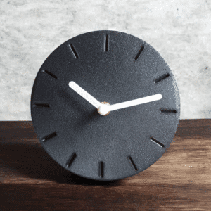 modern desk clock – 3d printed (black with white hands)