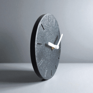 modern desk clock – 3d printed (black with white hands)
