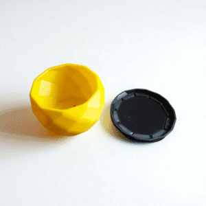 mini yellow desk pot with water tray – 3d printed