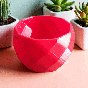 mini desk pot trio – black, red & yellow (3d printed set with trays)