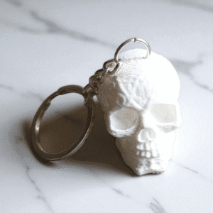 white skull keychain – 3d printed