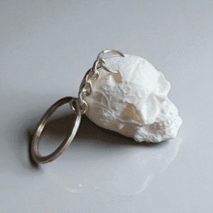 white skull keychain – 3d printed