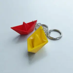 mini paper boat keychain combo – red & yellow (set of 2 with lobster locks)