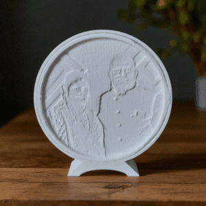 custom round lithophane photo frame – 3d printed with 12v adapter
