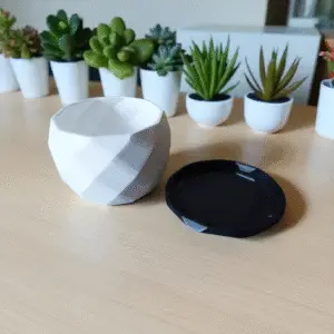 white mini pot with tray – 3d printed for small plants