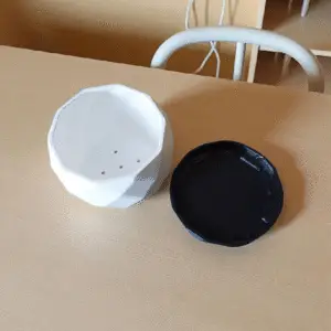 white mini pot with tray – 3d printed for small plants